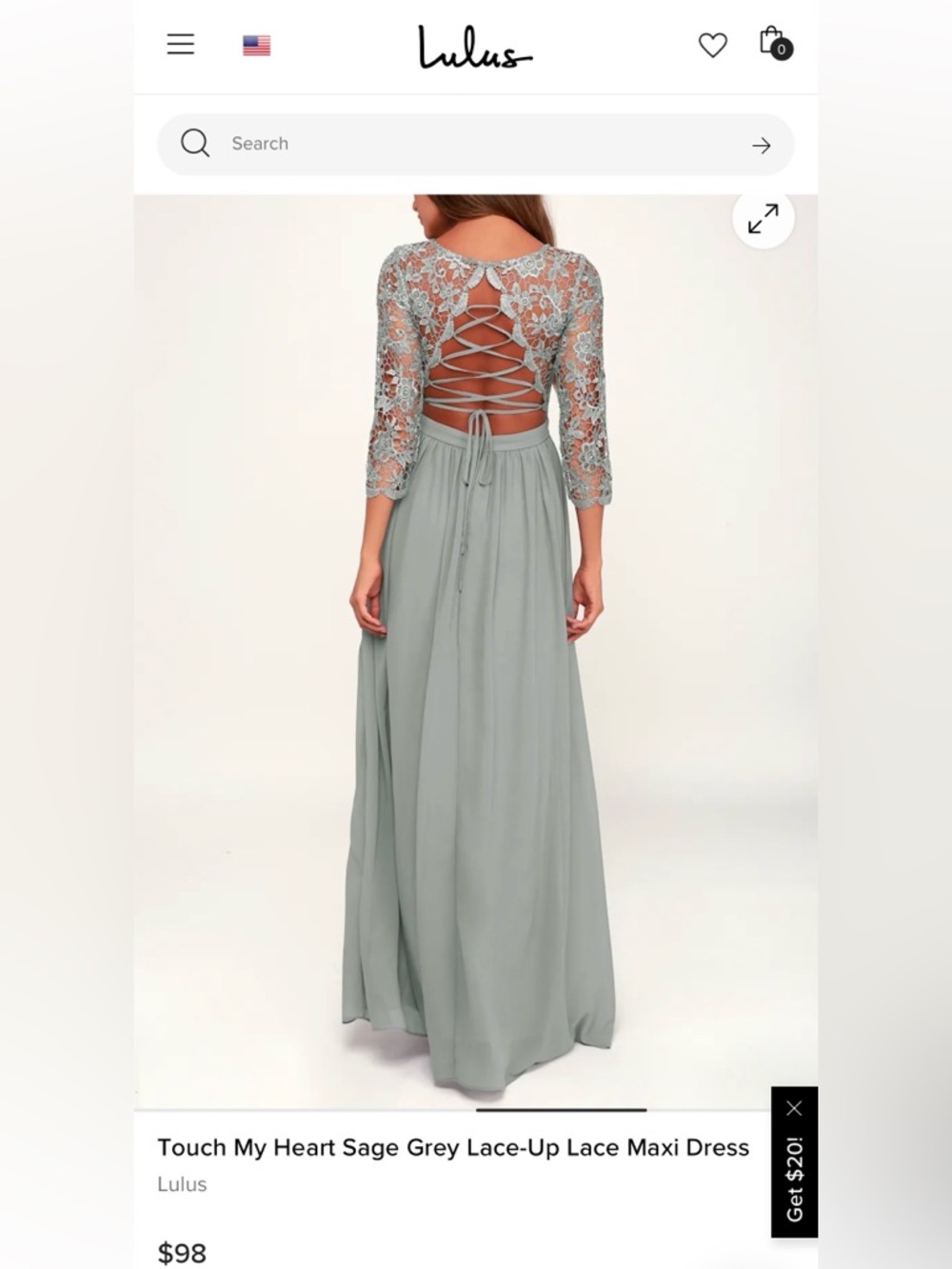 *NWT* Lulus tie-back, lace long sleeve maxi in light bluish-gray. Size medium - Picture 3 of 4